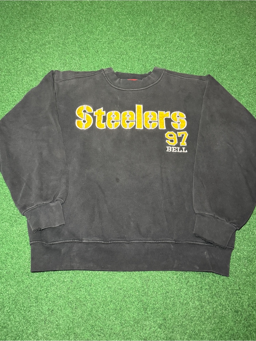 Vintage 90s Y2K Pittsburgh Steelers Kendrell Bell Crewneck Sweatshirt #97 Medium